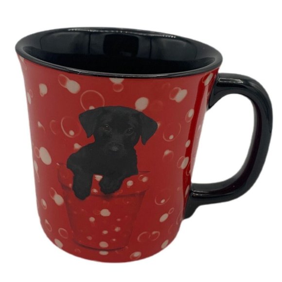 Keith Kimberlin Black Lab Puppy With red Background Black Inside White Bubbles - Picture 2 of 9